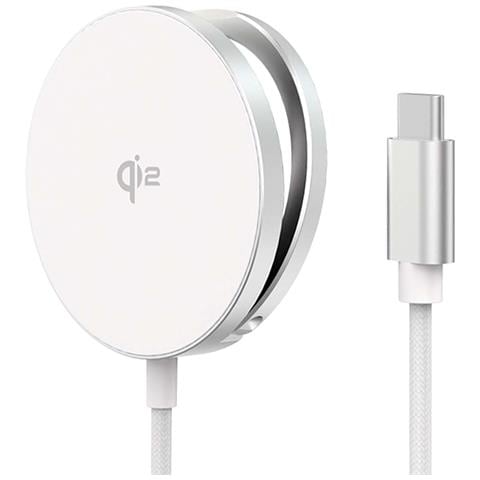 Caricatore Wireless Magnetico 15w Qi2 Magsafe Retrattabile + Caricatore Usb-c, Bianco - Foto 4