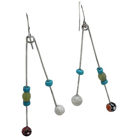 Ciondolo A Forma Di Dondolo Multicolore In Argento 925 E Cristallo. Taglia Unica. - Foto 1