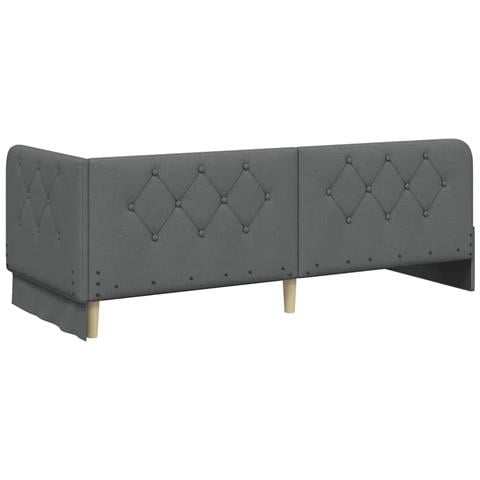 Cornice del letto ad angolo Grigio scuro 80 x 200 cm Tessuto - Foto 9