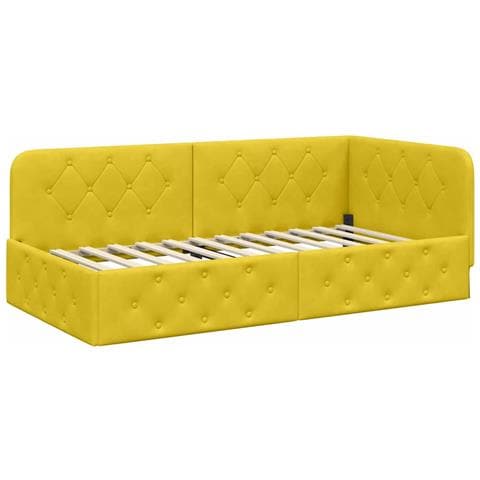 Cornice del letto ad angolo Giallo 100 x 200 cm Velluto - Foto 1