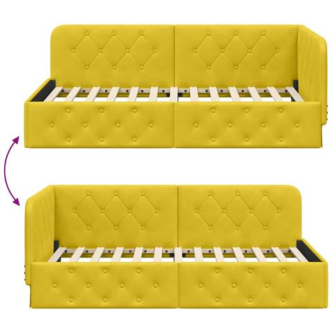 Cornice del letto ad angolo Giallo 100 x 200 cm Velluto - Foto 9