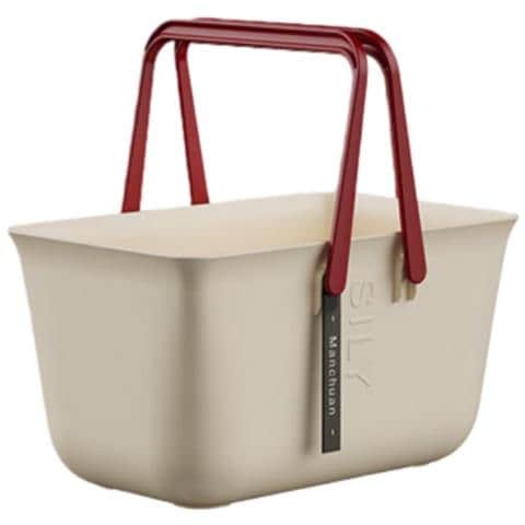 Cesto Doccia Portatile Piccolo - Organizer Bagno Con Drenaggio Rapido Beige - Foto 1