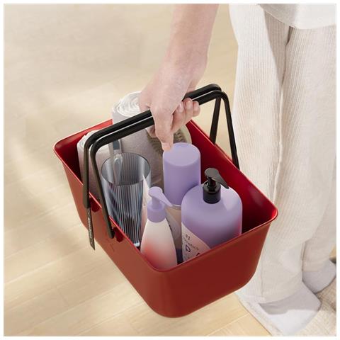 Cesto Doccia Portatile Piccolo - Organizer Bagno Con Drenaggio Rapido Beige - Foto 6