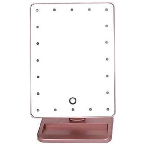 Specchio Da Trucco Da Tavolo Led Con Sensore Tattile E Rotazione A 360° - 20 Led Pinkgold - Foto 2