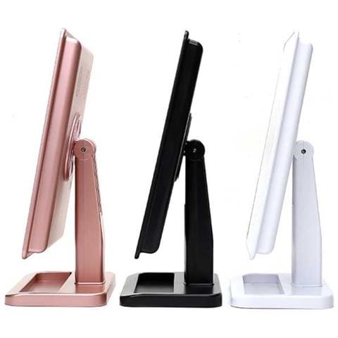 Specchio Da Trucco Da Tavolo Led Con Sensore Tattile E Rotazione A 360° - 20 Led Pinkgold - Foto 4