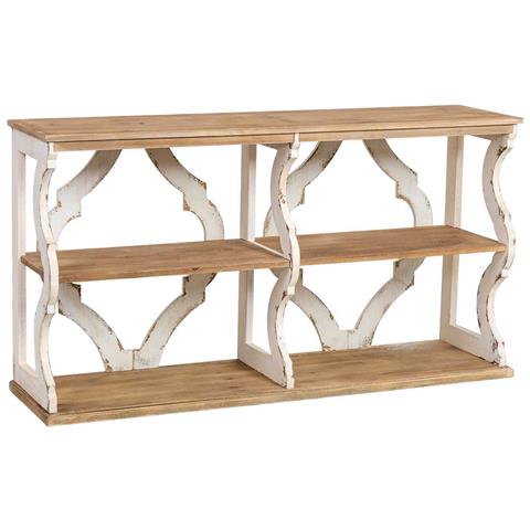 Scaffale In Legno Marrone E Bianco Con 3 Ripiani 163x42x85h Cm - Foto 1