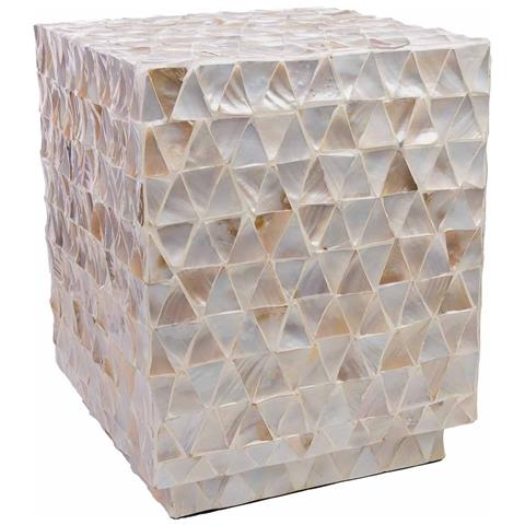 Sgabello In Legno E Madreperla Beige 35x35x45h Cm - Foto 1
