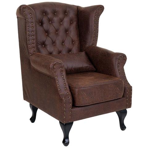 Poltrona In Similpelle Marrone 84x84x86h - Foto 1