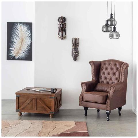 Poltrona In Similpelle Marrone 84x84x86h - Foto 2