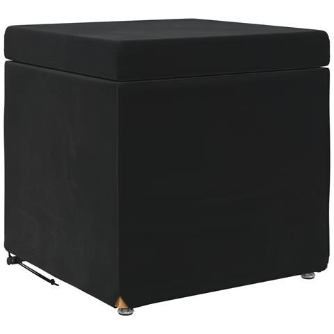 Pouf Nero 41 x 41 x 40 cm Velluto e Legno Ingegnerizzato - Foto 1