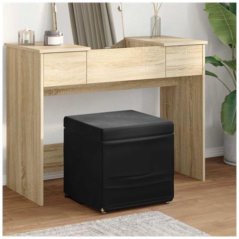 Pouf Nero 41 x 41 x 40 cm Velluto e Legno Ingegnerizzato - Foto 2