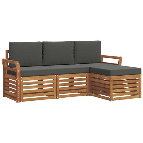 Set divani 4 pcs Naturale e Antracite Legno di Acacia Massello - Foto 1