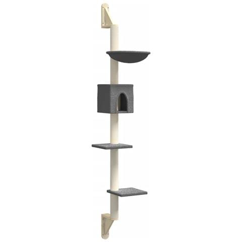 Albero per Gatti con Tiragraffi a Parete Grigio Scuro 187 cm - Foto 1