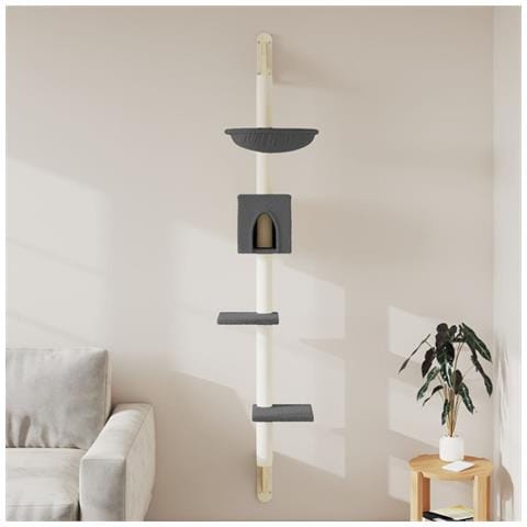 Albero per Gatti con Tiragraffi a Parete Grigio Scuro 187 cm - Foto 2