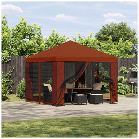 Gazebo da giardino con pareti laterali 3 x 3 m Terracotta - Foto 2