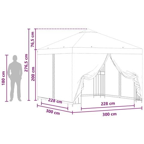 Gazebo da giardino con pareti laterali 3 x 3 m Terracotta - Foto 9