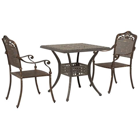 Set di Tavolo da Giardino 3 pcs Bronzo Alluminio pressofuso - Foto 1