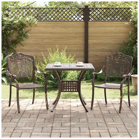 Set di Tavolo da Giardino 3 pcs Bronzo Alluminio pressofuso - Foto 2
