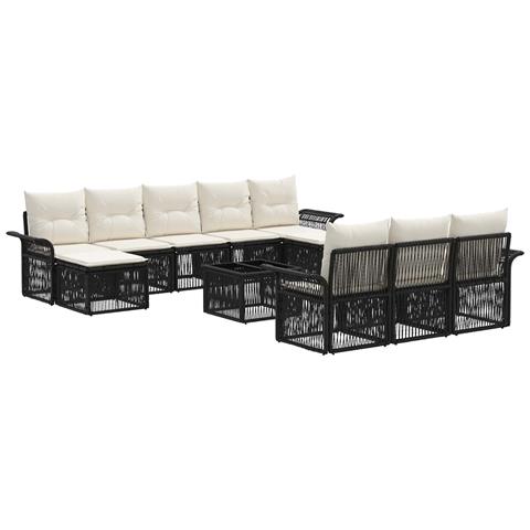 Set Divano da Giardino 11 pcs Nero polyrattan - Foto 1
