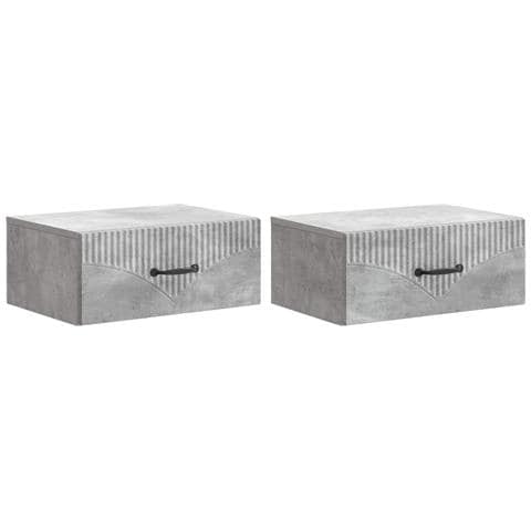 Mobiletto da notte a muro con cassetto 2 pcs Grigio Cemento - Foto 1