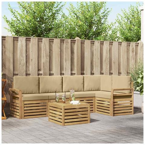 Set di divani da esterno 6 pcs Bianco e Beige 59 x 59 x 37 cm - Foto 2