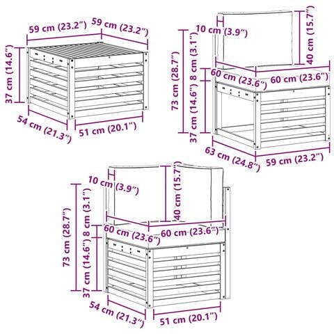 Set di divani da esterno 6 pcs Bianco e Beige 59 x 59 x 37 cm - Foto 9
