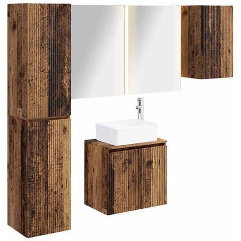 Set di Armadi da Bagno 5 pcs Legno antico 53 x 15,5 x 70 cm - Foto 1