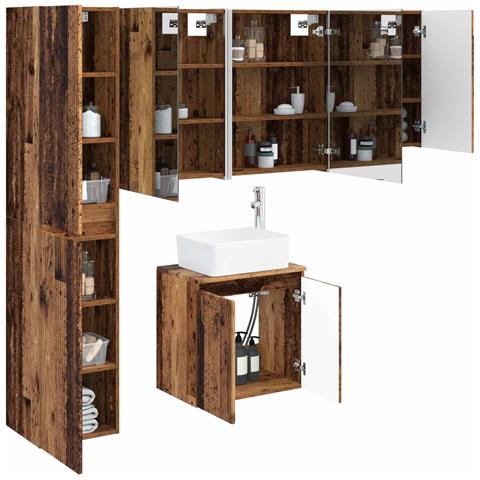 Set di Armadi da Bagno 5 pcs Legno antico 53 x 15,5 x 70 cm - Foto 2