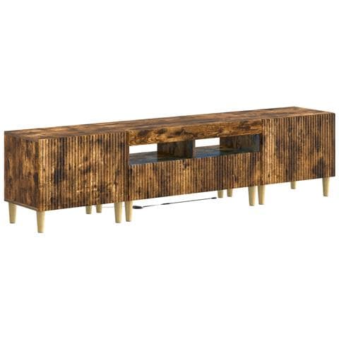 Mobile TV LED a 5 pezzi Rovere Fumo Legno ingegnerizzato - Foto 1