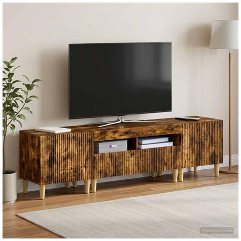 Mobile TV LED a 5 pezzi Rovere Fumo Legno ingegnerizzato - Foto 9