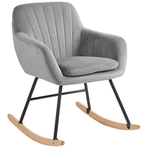 Sedia A Dondolo In Velluto Grigio Liarum - Foto 15