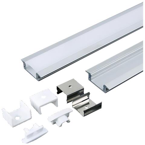 V-tac Vt-8106 Profili In Alluminio Da 2m Milky Cover Per Striscia Led - Sku 3350 - Foto 3