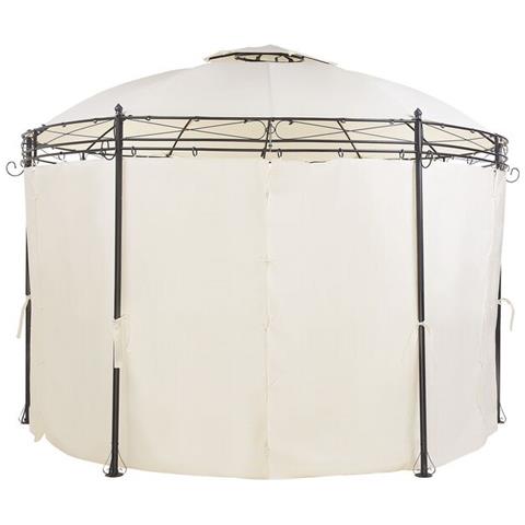 Gazebo In Acciaio E Tessuto Beige Ø368 Cm Safara - Foto 7