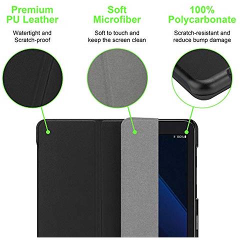 Custodia Per Tablet Compatibile Con Samsung Galaxy Tab A 2016 (10.1"" Zoll) Sm-t585n / T580n In Nero Satin - Coperchio Protettiva Ultra Sottile Con Funzione Auto Wake Up E Stand - Foto 2