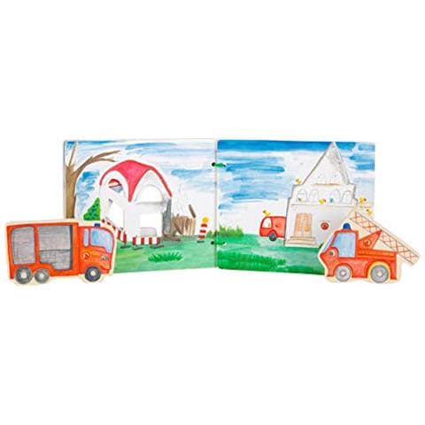 Piccolo Piede 12040 Feuerwehr Interaktiv Bilderbuch Aus Mit Holzbabybuch Feuerwehrautoregt Die Phantasie Anno Giocattolomulticolore - Foto 1