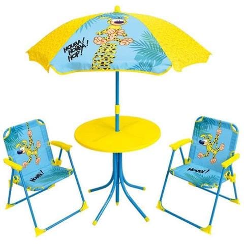 Marsupilami Mobili Da Giardino Per Bambini Comprensivi Di 1 Tavolo, 2 Sedie Pieghevoli E 1 Ombrellone - Foto 1