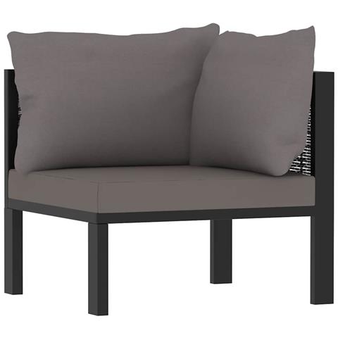 idaXL Divano Angolare Modulare Bracciolo Sinistro Polyrattan Antracite - Foto 1