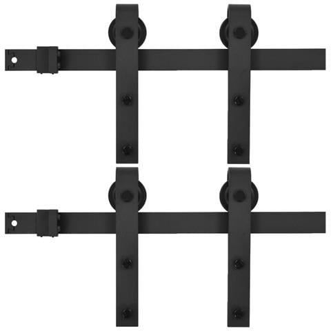 Kit di Binari per Porte Scorrevoli 2 pz 200 cm in Acciaio Nero - Foto 1