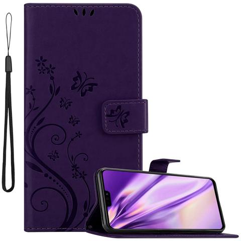 Cadorabo Custodia Compatibile Con Honor 8x In Lilla Scuro Fiore - Coperchio Protettivo In Design Floreale Con Chiusura Magnetica, Funzione Stand E Slot Per Carte - Foto 1