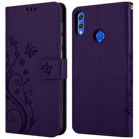 Cadorabo Custodia Compatibile Con Honor 8x In Lilla Scuro Fiore - Coperchio Protettivo In Design Floreale Con Chiusura Magnetica, Funzione Stand E Slot Per Carte - Foto 8