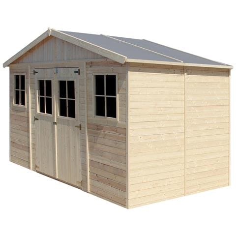 Casa Da Giardino In Legno Naturale Con Pavimento Impregnato H246x418x220 Cm / 8 M²- Magazzino Esterno Con Finestre - Timbela M332+m332g - Foto 1