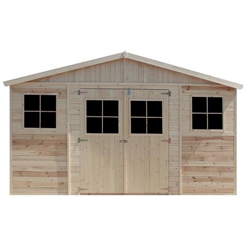 Casa Da Giardino In Legno Naturale Con Pavimento Impregnato H246x418x220 Cm / 8 M²- Magazzino Esterno Con Finestre - Timbela M332+m332g - Foto 2
