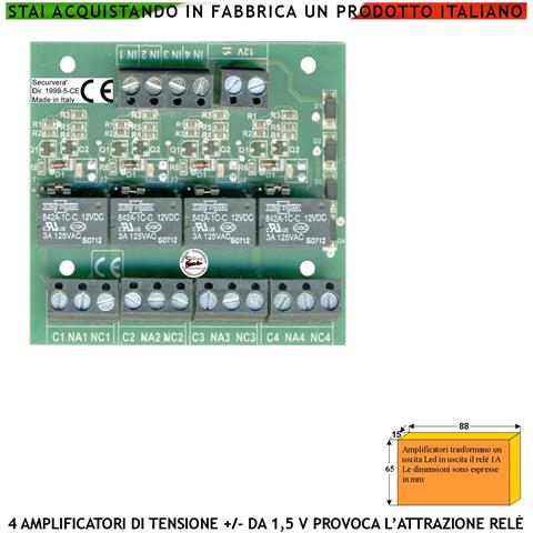 Circuito Trasforma 4 Uscite Led A 4 Uscite Relè Scambio Libero 1 A X 24 V Rileva Tensione Positiva O Negativa Da 1,5 A - Foto 1