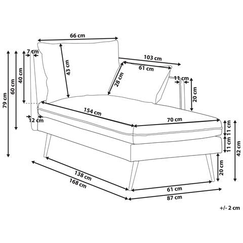 Chaise Longue Versione Sinistra Yerres Tessuto Beige - Foto 8
