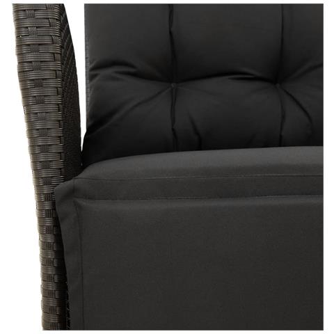 Set da Pranzo da Giardino 9 pz con Cuscini Nero in Polyrattan - Foto 2