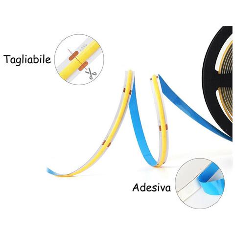 Striscia Cob Led Adesiva 5m Luce Rossa 75w Tagliabile Flessibile Cob320 12v - Foto 3