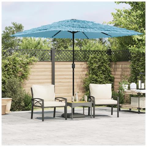 Ombrellone Giardino Con Palo In Acciaio Blu 248x248x248 Cm - Foto 1