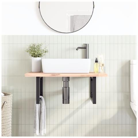 Reggimensole Per Lavabo 2 Pz Nere Rettangolari In Acciaio - Foto 3