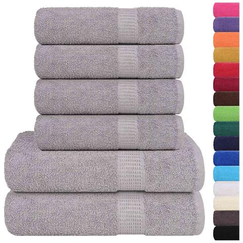 Set Asciugamani 6 Pz Grigio 360 Gsm 100% Cotone - Foto 2
