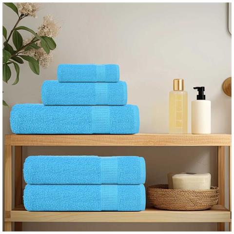 Asciugamani Bagno 2 Pz Turchesi 100x150 Cm 360 G /m 100% Cotone - Foto 3